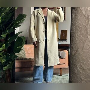 Topshop Tall Slouchy Longline Blanket Coat Sage Green Button Front, US 4 Tall
